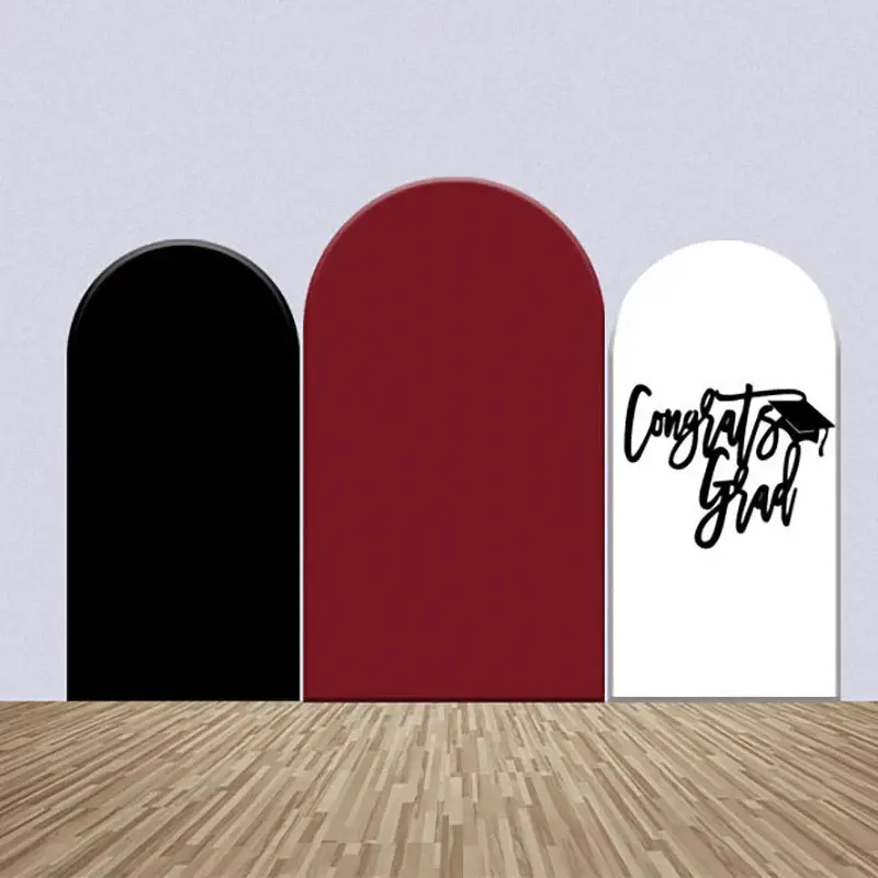 Black Dark Red White Graduation Arch Backdrop Kit - Aperturee