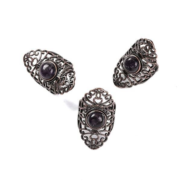 Natural Amethyst Retro Finger Rings