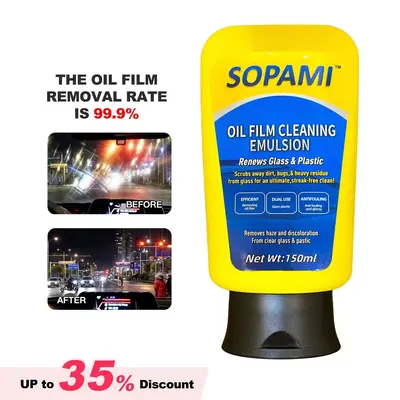 SOPAMI Car Oil Film Cleaning, Glass Decontamination Without Traces, Window Oil Film Cleaning, Fast Cleaning, Compact And Easy...