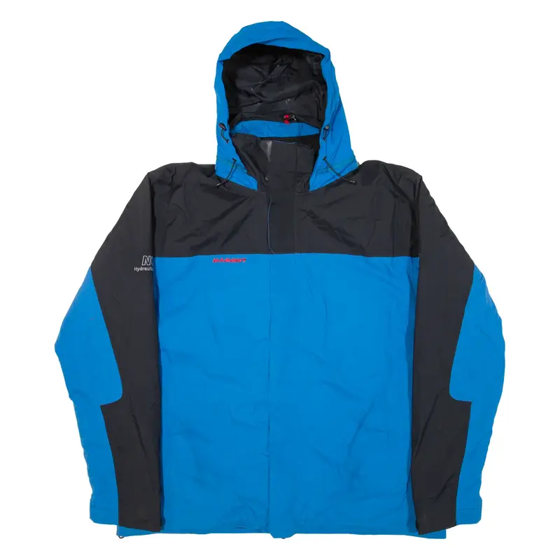 MAMMUT DRYtech Fleece Lined Mens Rain Jacket Blue Hooded XL