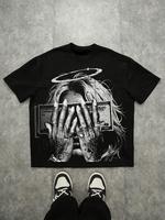 Men's Cartoon Face Print Round Neck Tee, Regular Fit Casual Fashion Short Sleeve T-shirt for Summer, Men's Top for Daily Wear...