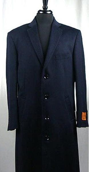 Men's Wool Blend 4 Button Navy Blue Bravo Top Overcoat