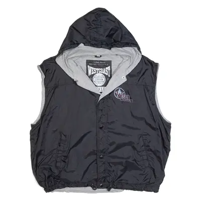 WEST COAST STATION Sleeveless Mens Track Jacket Black Nylon USA Hooded XL
