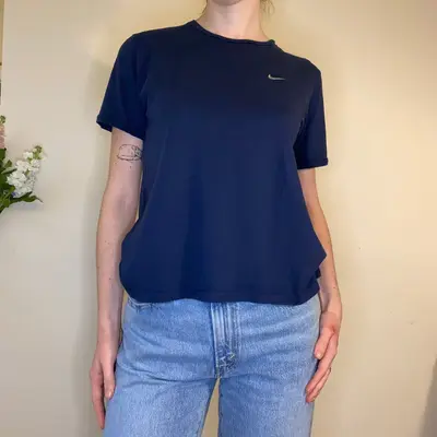 Nike T-Shirt - Large Navy Cotton