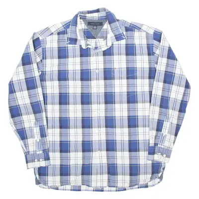 TOMMY HILFIGER Mens Shirt Blue Check Long Sleeve L