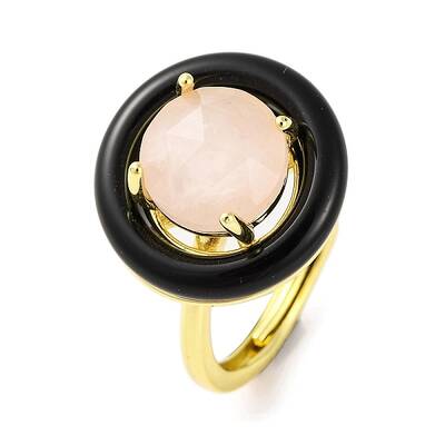 Rack Plating Round Brass Enamel Adjustable Rings