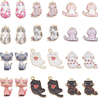 24Pcs 12 Styles Alloy Enamel Pendants