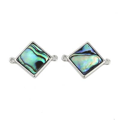 Brass Pave Natural Paua Shell Connector Charms