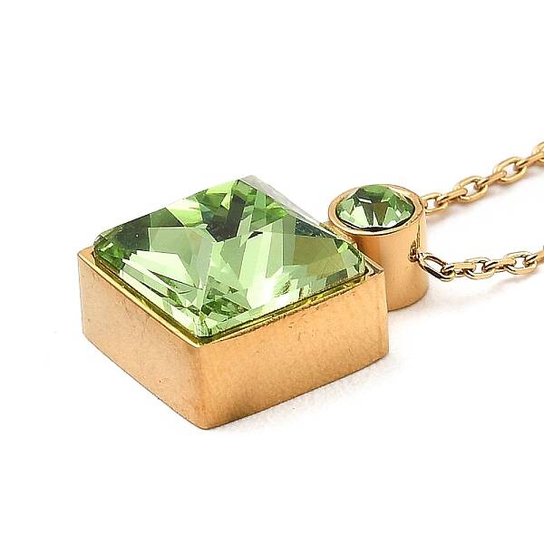 Glass Square Pendant Necklace