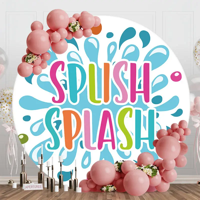 Splish Splash Water Droplets Round Party Backdrop - Aperturee