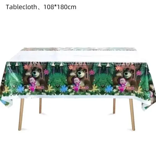 6FT MASHA AND THE BEAR TABLECLOTH