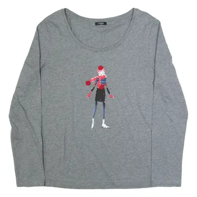 HOBBS LONDON Womens Top Grey Long Sleeve L