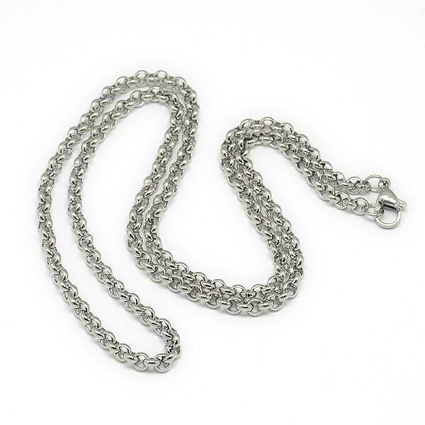 Tarnish Resistant Trendy Unisex 201 Stainless Steel Cross Rolo Chain Necklaces
