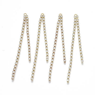 Brass Rhinestone Cup Chains Tassel Big Pendants
