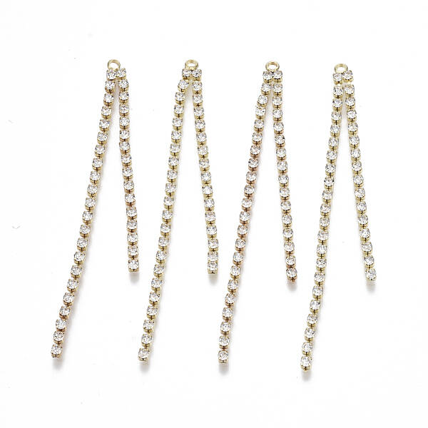 Brass Rhinestone Cup Chains Tassel Big Pendants