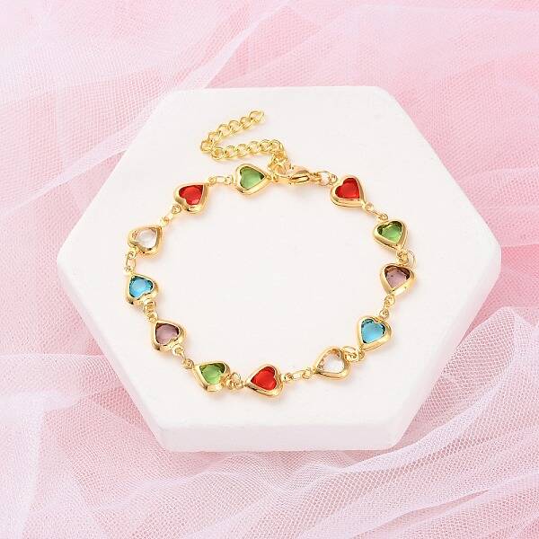 Heart Brass Link Bracelets for Woman