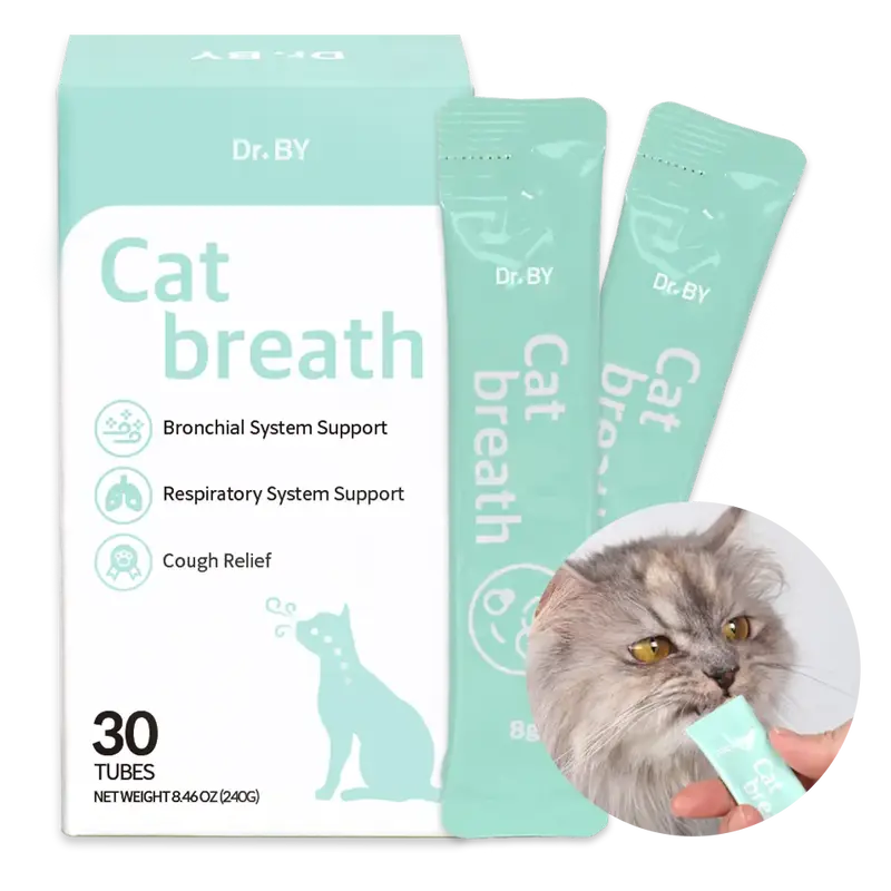 Dr.BY Cat Breath Bronchial Supplements Cat Sneezing Treatment Asthma Cold Cough Nose Relief Respiratory&Immune Support with T...