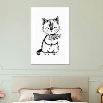 Purrfect Gift - Kitten with Flowers Framed Print