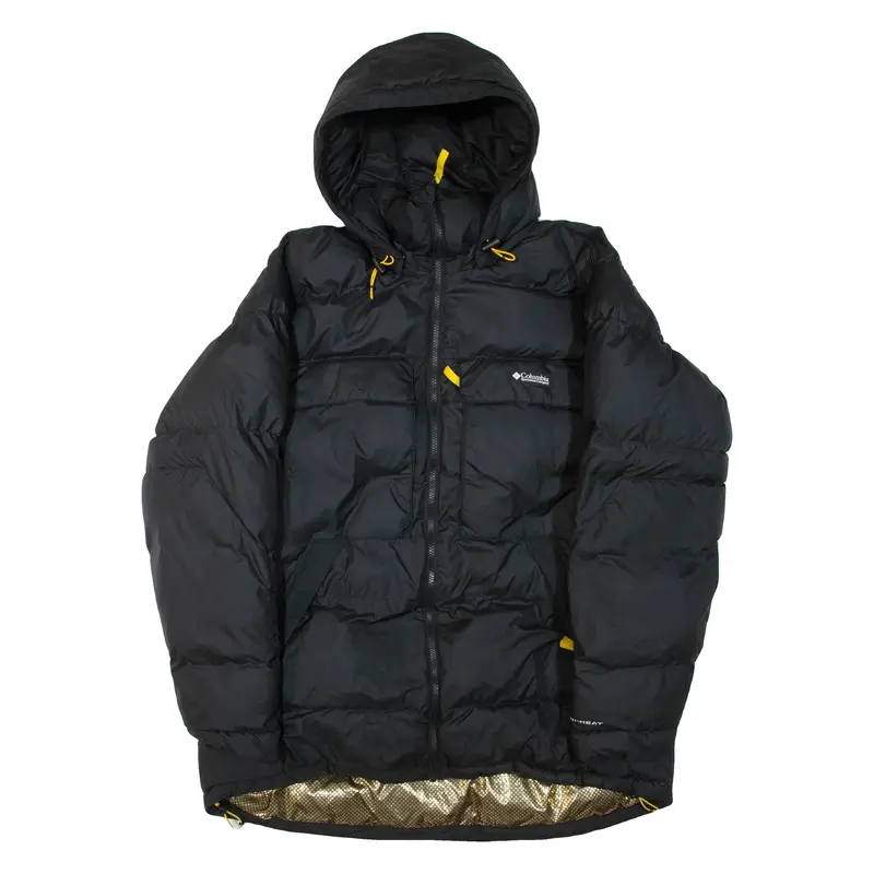 COLUMBIA Mens Puffer Jacket Black Hooded L