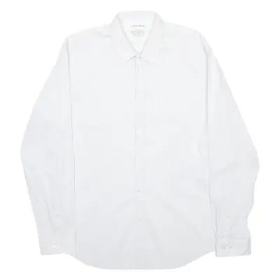 CALVIN KLEIN Extreme Slim Fit Mens Shirt White Striped Long Sleeve L