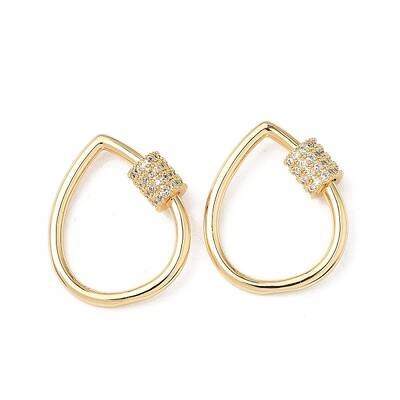 Brass Micro Pave Clear Cubic Zirconia Screw Carabiner Lock Charms