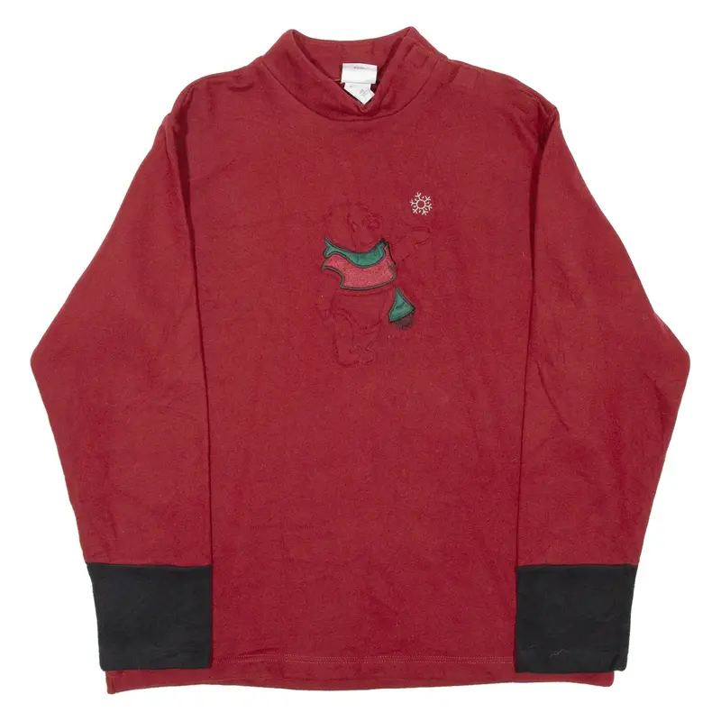 DISNEY Winnie The Pooh Winter Mens Sweatshirt Maroon Crewneck L