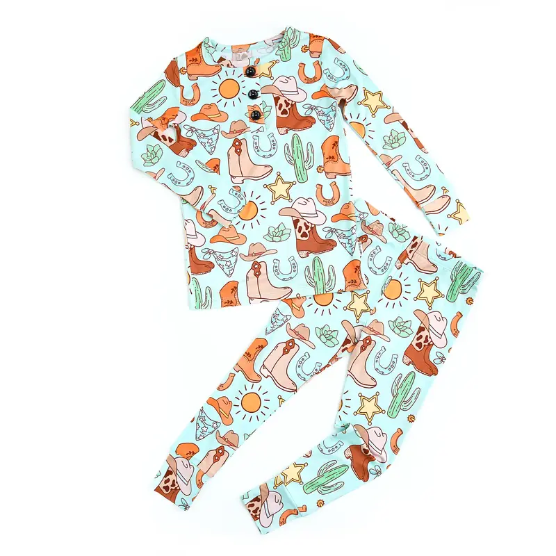 Luke Blue Western Two Piece Bamboo Western Boots Cowboy