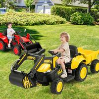EROMMY 12V Ride-On Excavator & Bulldozer – Dual Mode with Remote, LED Lights, Music, Safety Belt, All-Terrain Wheels, Toy C...