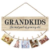 Wooden Hanging Sign Kid Photo Clip, 1 Set Creative Wooden Sign, Photo Clip Home Decor for Living Room Bedroom Hanging Sign De...