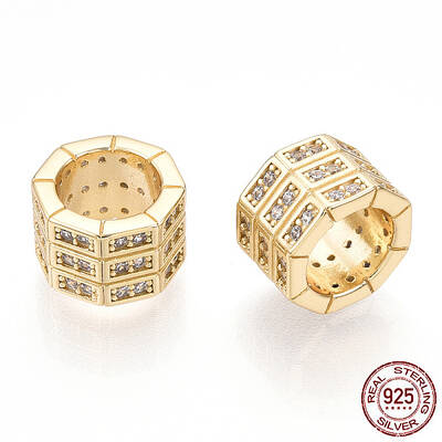 925 Sterling Silver Micro Pave Cubic Zirconia Beads