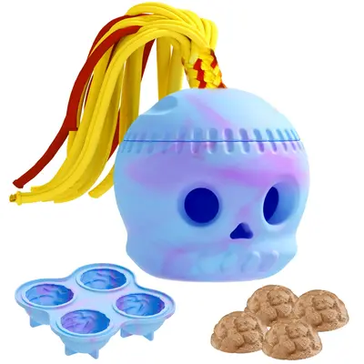 Heapets Skull Dog Chew & Rope Toy for Aggressive Chewers - Enrichment Toy for Large Dogs with Brain-Shaped Ice Mold, 320g Dur...