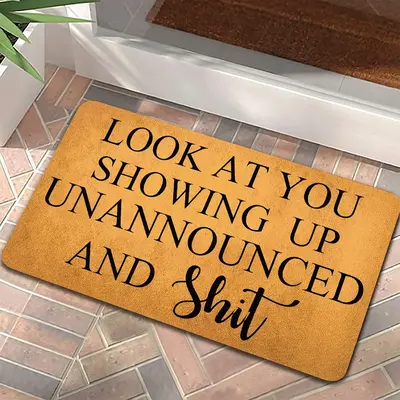 Letter Pattern Door Mat, Non-slip Rubber Welcome Mat, Indoor Porch Door Mat, Home Decor Rug for Entrance Way Living Room Bedr...