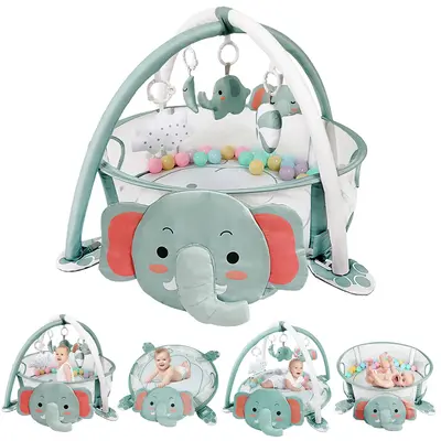 4-in-1 Baby Play Mat Baby Gym,Tummy Time Mat for Floor Activity Gym Ball Pit Including 30 Balls with 5 Infant Learning Sensor...