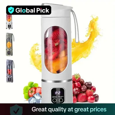 Portable 15.22 Oz USB Rechargeable Blender with LED Display, Durable Abs Material, Perfect for Smoothies & Juices, Home Kitch...