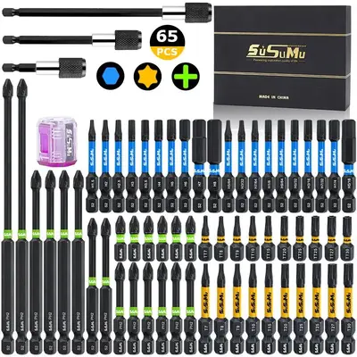 Magnetic Screwdriver Bit Set, S2 Steel Cross Head Drill Bit Set, Impact Driver Electric Screwdriver Drill Bits Set, Power Too...