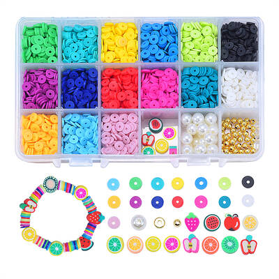 Flat Round Handmade Polymer Clay Beads