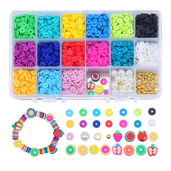 Flat Round Handmade Polymer Clay Beads