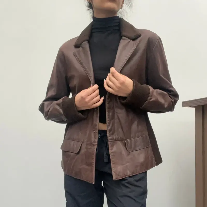 Marina Babini Leather Jacket - Small Brown Leather