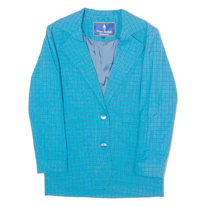 MAYA SEYFERTH Womens Blazer Jacket Blue Check M