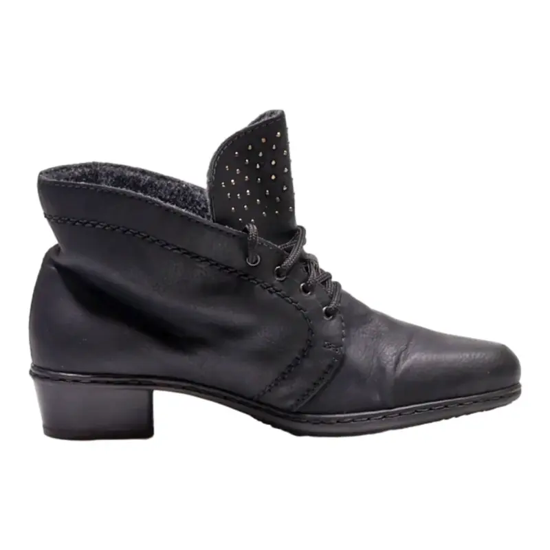 RIEKER Ankle Boots Black Leather Womens UK 5