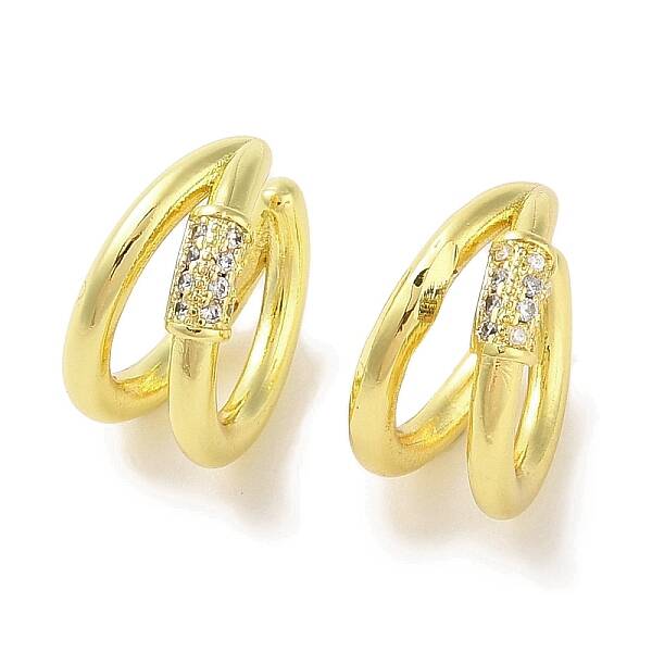 Brass Micro Pave Clear Cubic Zirconia Cuff Earrings for Women