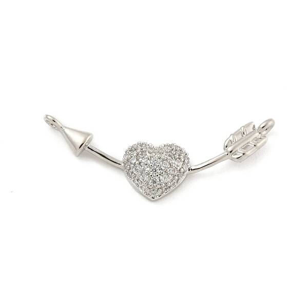 Brass Micro Pave Clear Cubic Zirconia Connector Charms