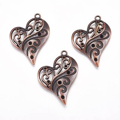 Heart Zinc Alloy Pendant Rhinestone Enamel Settings