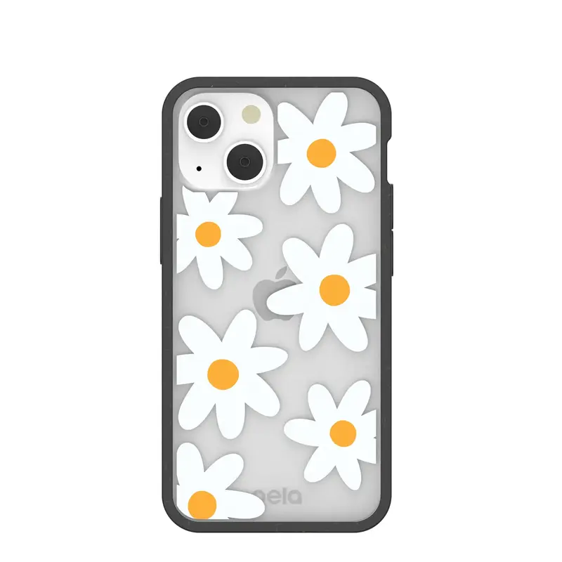 Clear Daisy iPhone 13 Mini Case With Black Ridge