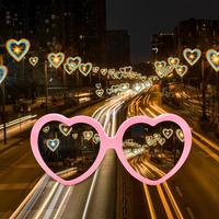 Creative Love Heart Shaped Design Frame Glasses, 1 Count Heart Effect Sunglasses, Funny Photography Prop for Wedding Birthday...