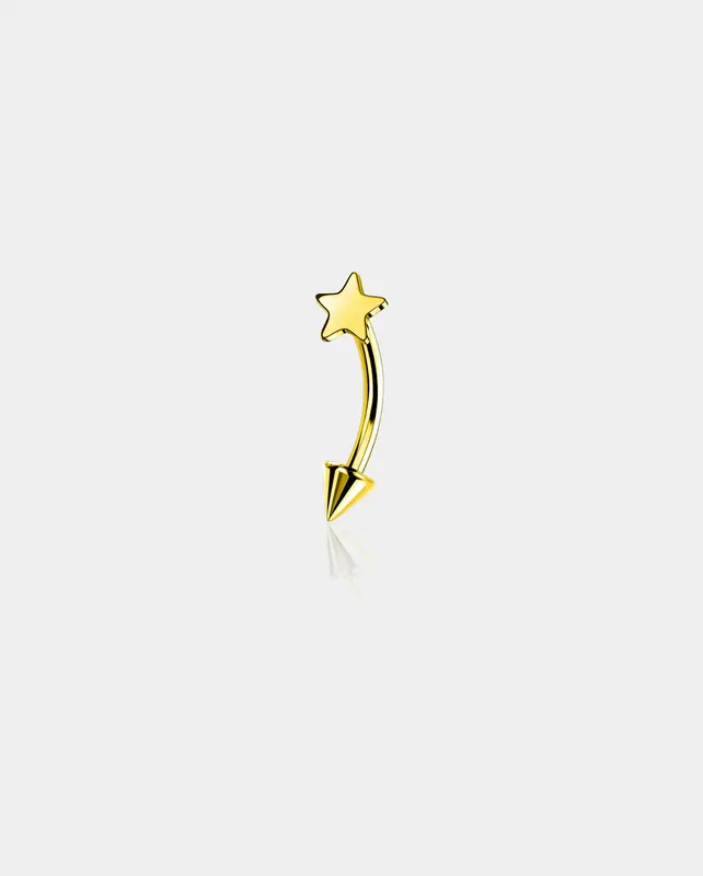 Star Curved Titanium Eyebrow Ring - Gold