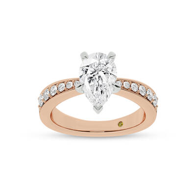 Rome Classic Pavé Set Pear Shape Lab Grown Diamond Engagement Ring | 14K Rose Gold 4 3/8 CT. TW.