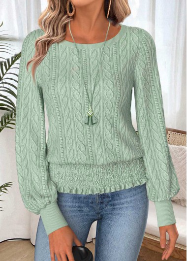 Modlily Sage Green Tummy Coverage Long Sleeve T Shirt - M