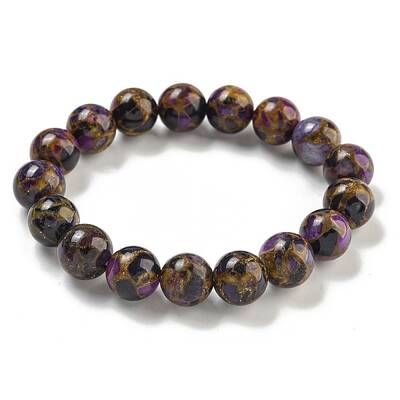 Round Synthetic Gold Clinquant Stone Stretch Bracekets