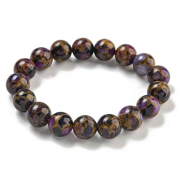 Round Synthetic Gold Clinquant Stone Stretch Bracekets